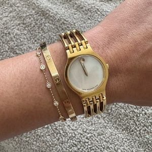 Movado Esperanza Swiss Quartz Mother of Pearl Dial Ladies Gold Slim 26mm Watch